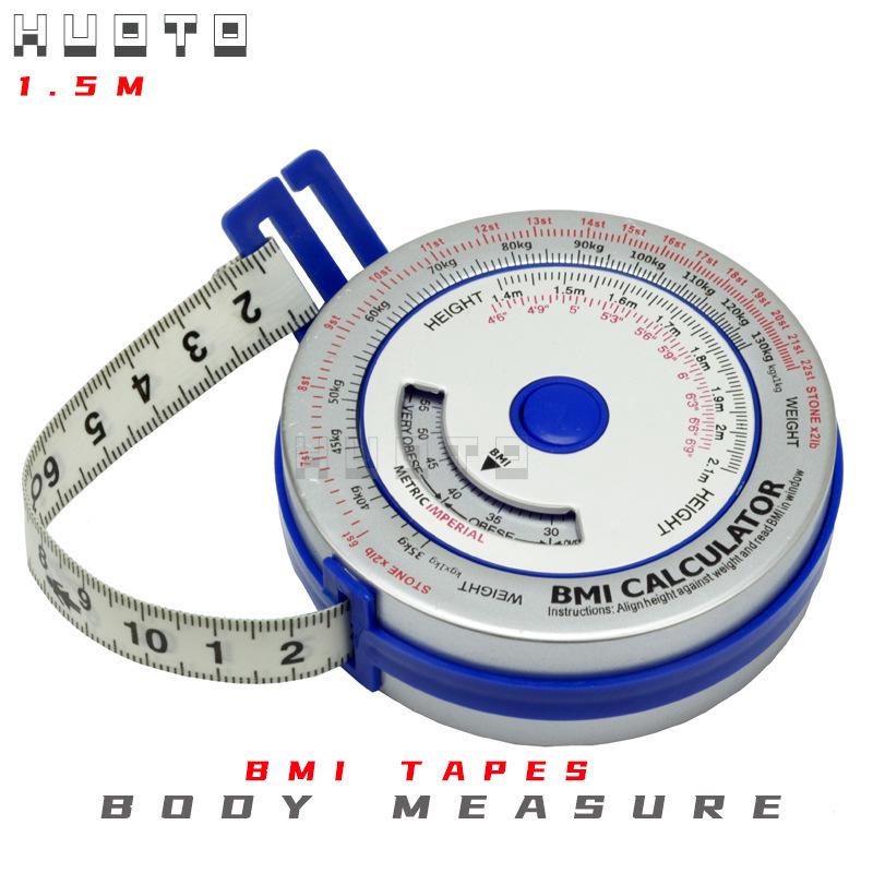 HUOTO 1.5m BMI Tape Measure, Color 3D Waist Tape with Aluminum Sheet