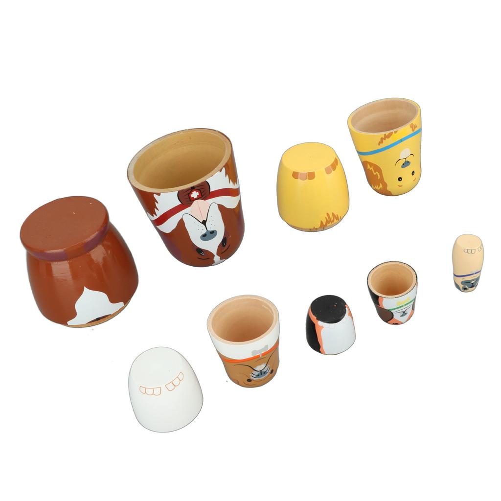 5Pcs Wooden Cute Dog Russian Nesting Dolls Toy Handmade Wooden Cute Dog Matryoshka Dolls Set for