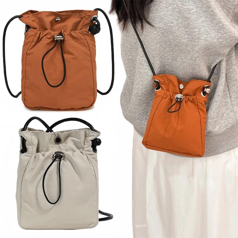 Fashi Women's Bag Lightweight Shoulder Bag Drawstring Sports Mini Mobile Phe Crossbody Bag