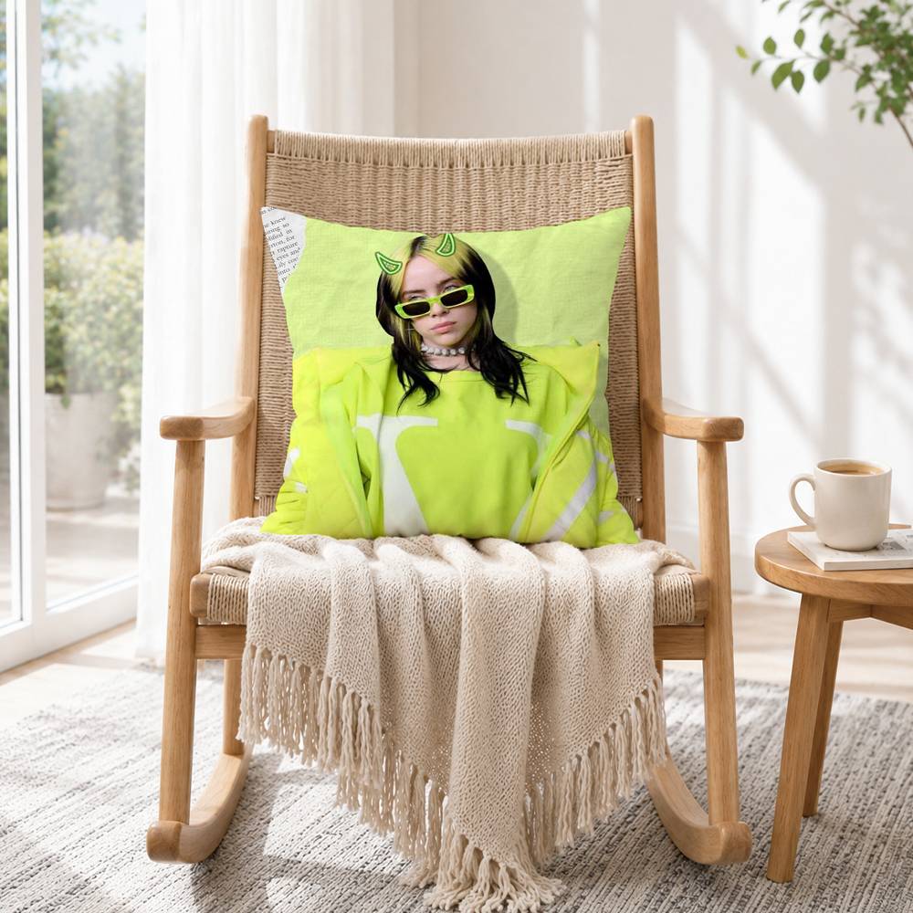 S-Singer B-Billie Eilish Pillow Case Square Double-Sided Sofa Cushion Cover Bedroom Bedside Pillow Gift