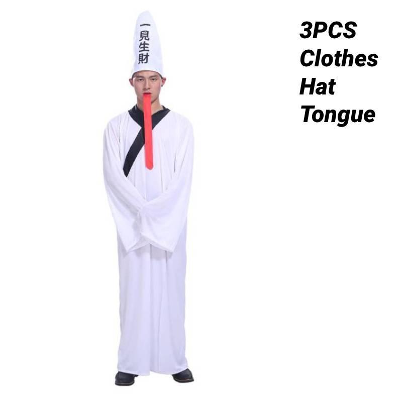 Cosplay Costume Halloween Hat Black And White Impermanence Unisex Outfit Ghost