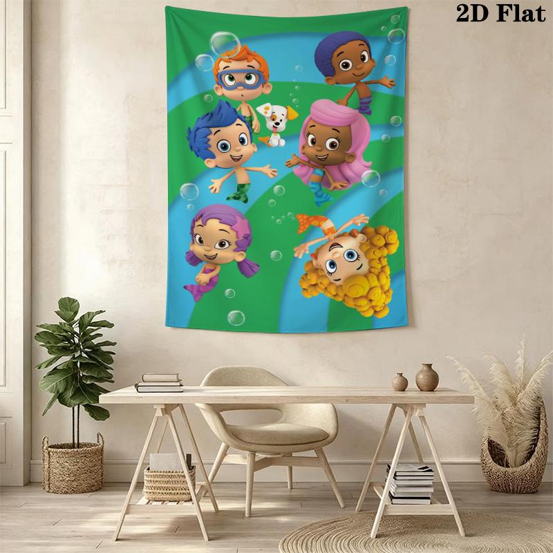 Bubble Guppies Inspired Pattern Home Decor Tapestry, Wall Hanging, Decorative RV Wall Cloth.XGT0914291