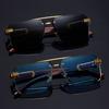 Trend Double Beam Rectangle Sunglasses Men Women Rimless Cut Edge Square Sun Glasses Fashion Frameless Wood Grain Shades UV400
