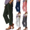 Damenhosen Elastisch Mittelhoch Lockerer Schnitt Freizeit Hosen mit Taschen Einfarbig Gerade Beine Lange Hosen Reisen Arbeit Schule Tägliche Kleidung