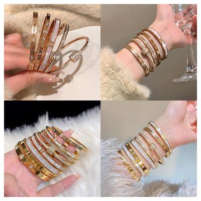 Starry Sky Silver Titanium Steel Bracelet for Women - High-End, Versatile, Full Diamond, Non-Fading Fashion Accessory