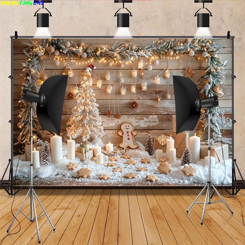 Merry Christmas Day Scene New Year Photography Backdrop Props Winter Fireplace Living Room Gift Holiday Photo Background RS-10