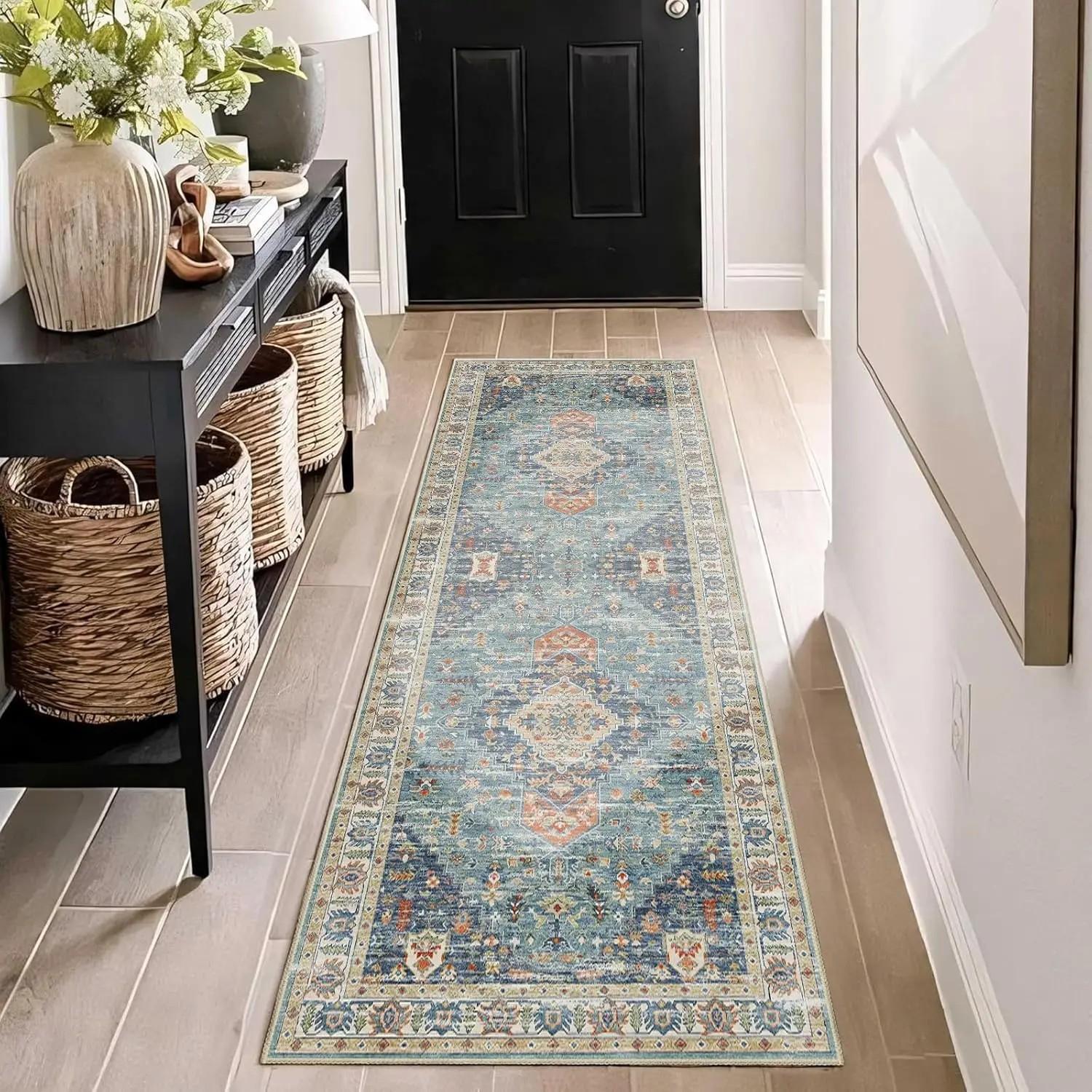 

Vintage Bohemian Rug - Stain-Resistant & Non-Slip Bedroom Entrance Mat Bedside Rug Hallway & Corridor Carpet Home Decor 60x160cm 24x63inch