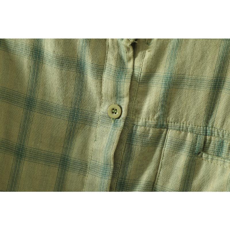 DIMANAF 2026 Plus Size Summer Women Blouse Shirts Tunic Oversize Loose Casual Cotton Lady Tops Vintage Plaid