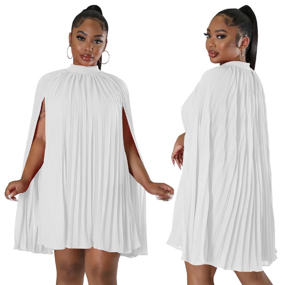 Damen Einfarbiges Fledermausärmel Lockeres Chiffonkleid