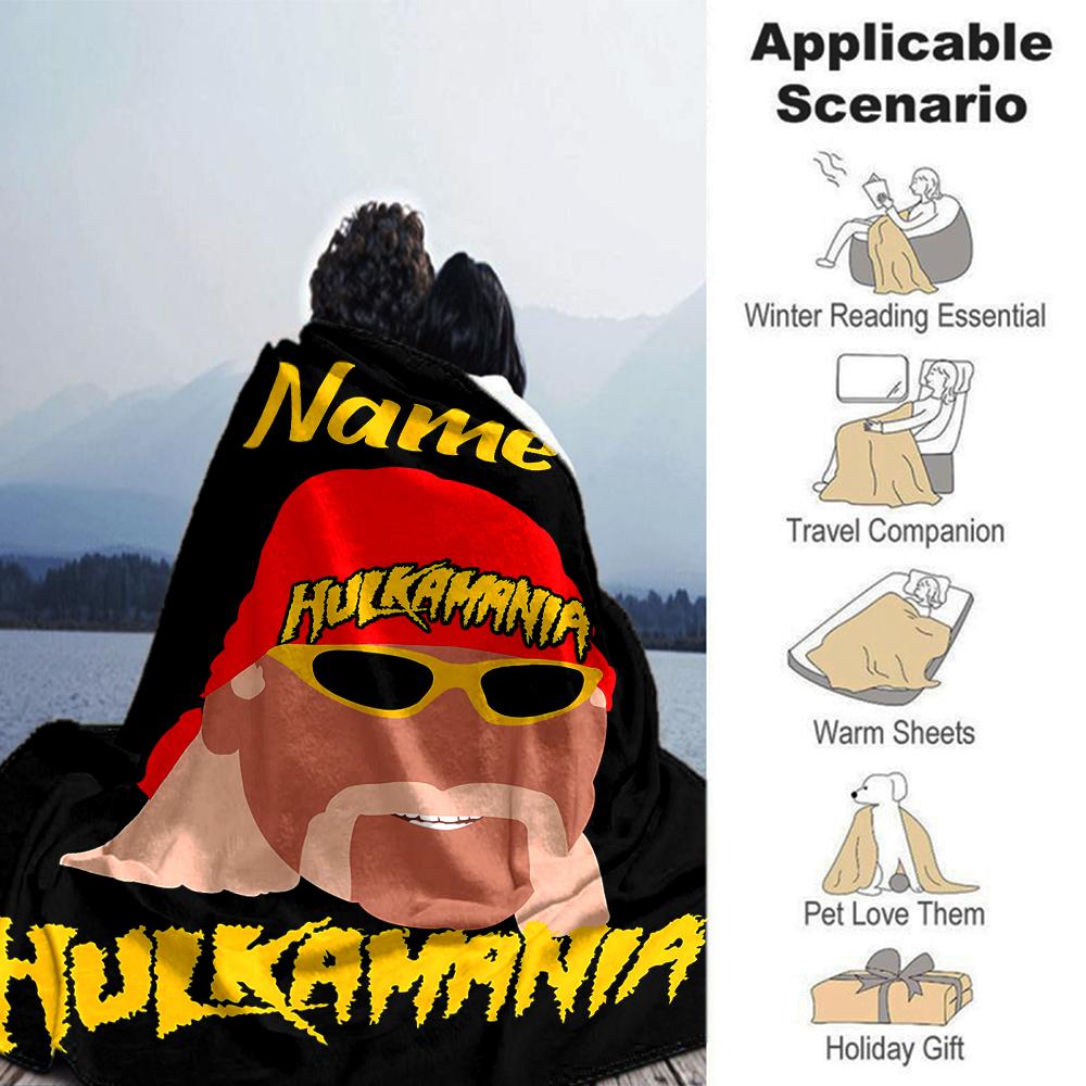 Customiz Name Personality Hulk Hogan Blanket Soft &Warm Sofa Office Bed Travel Lunch Break Blanket, Gift Suitable All Seasons