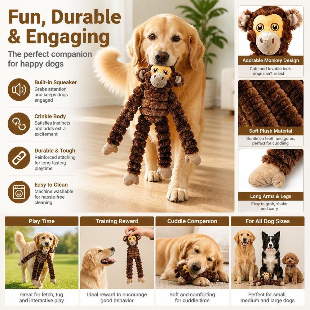 Long Limbs Interactive Dog Toy Crinkle Paper Animal Dog Toy Cute Plush Dog Toy Interactive Play