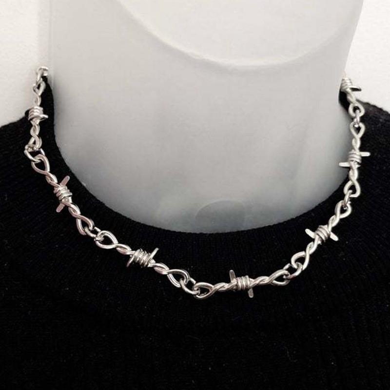 ZAKOL Fashion Iron Unisex Choker Necklace Women Hip-hop Gothic Punk Barbed Wire Little Thorns Chain Choker Zircon Gifts