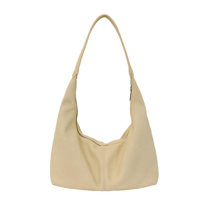 High Quality Soft PU Half Moon Shoulder Crossbody Bag Women Large Capacity Lazy Style Fashion Simple Commute Tote Handbag