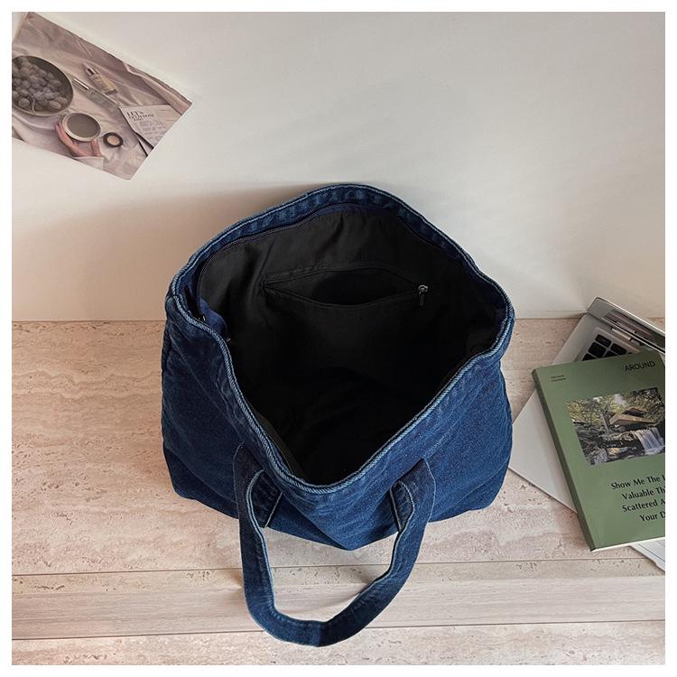 Women's Large Canvas Denim Tote - Lightweight and Versatile Shopping or Student Bag
