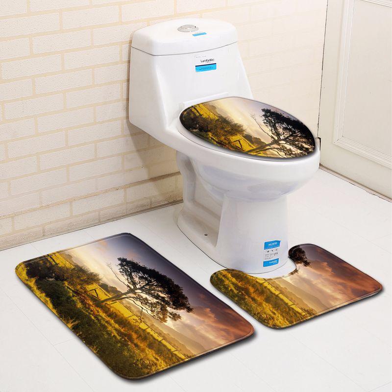 3D Landscape Bathroom Toilet Three-Piece Floor Mat Door Mat Bathroom Carpet