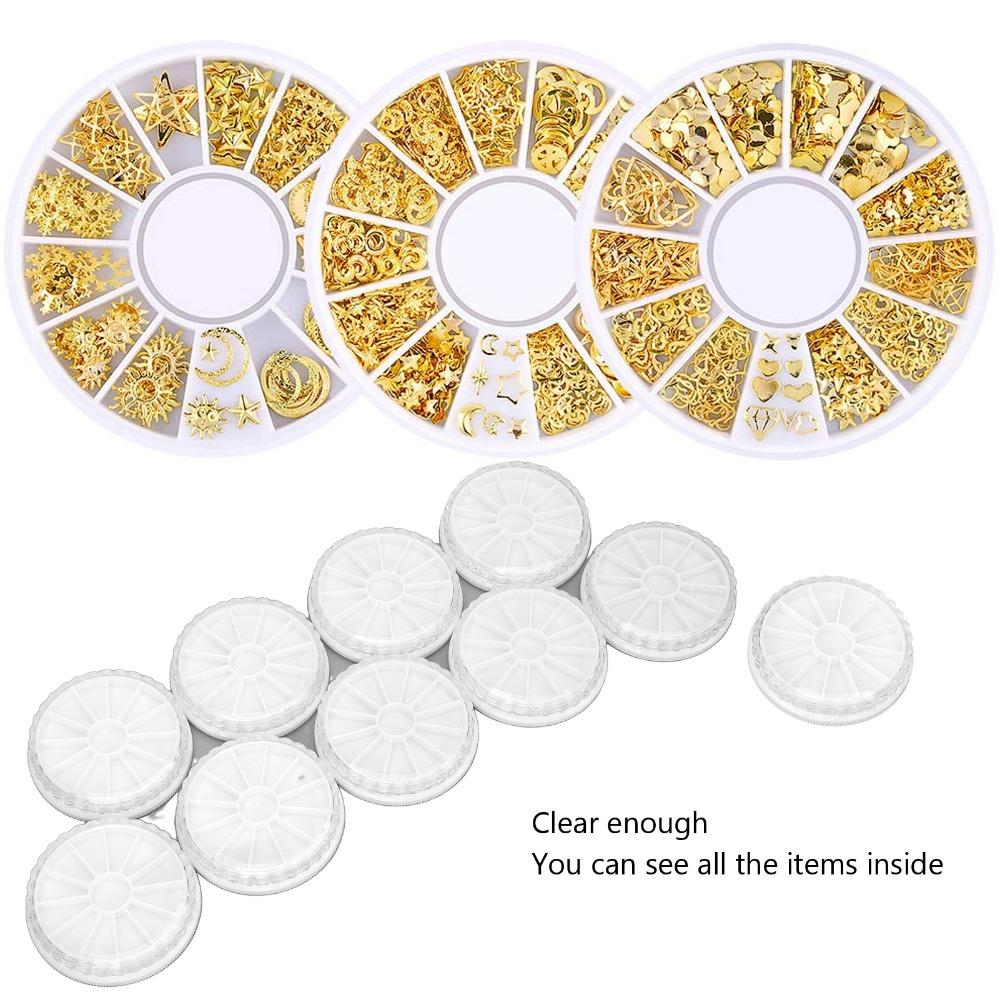 10pcs Transparent Round Nail Art Decoration Storage Box For Nail Decoration