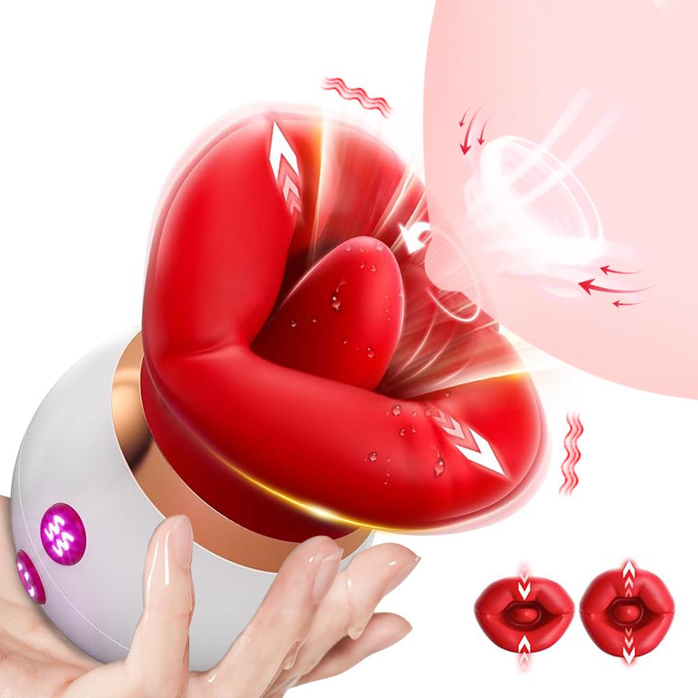 ויברטור צעצועי מין למבוגרים לנשים 3IN1 מוצץ בצורת פה ויברטור לשון מוצץ ללקק ויברטור נקבה לנשים פטמה אנאלי דגדגן ממריץ
