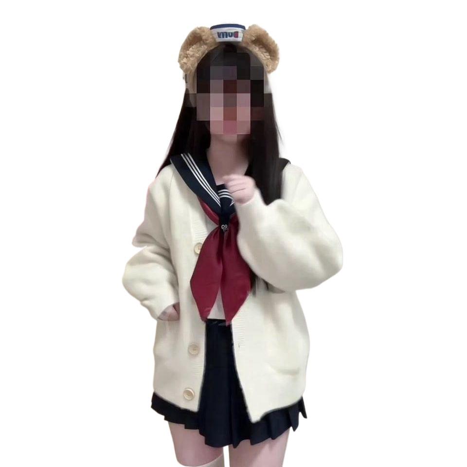 Japanese Retro Academy Style Knitted Cardigan for Women – Spring/Autumn Petite Loose Fit Sweater