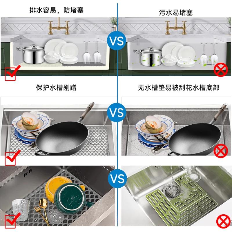 42×31cm,Silicone Sink Mat,Sink Protectors for Bottom of Kitchen Sink,Kitchen Sink Accessory,Heat Resistant Dishes Drying Mats