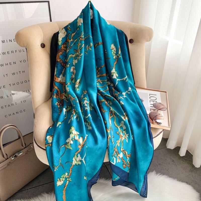 1Pc Luxury Brand Silk Scarf Women Long Shawl Wrap Muslim Hijab Scarves Female Beach Stoles