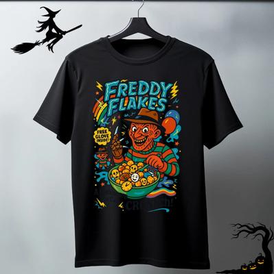 Reprint Freddy Flakes Funny Halloween Horror Character Retro Horror 2025 T-Shirt Unisex T-Shirt