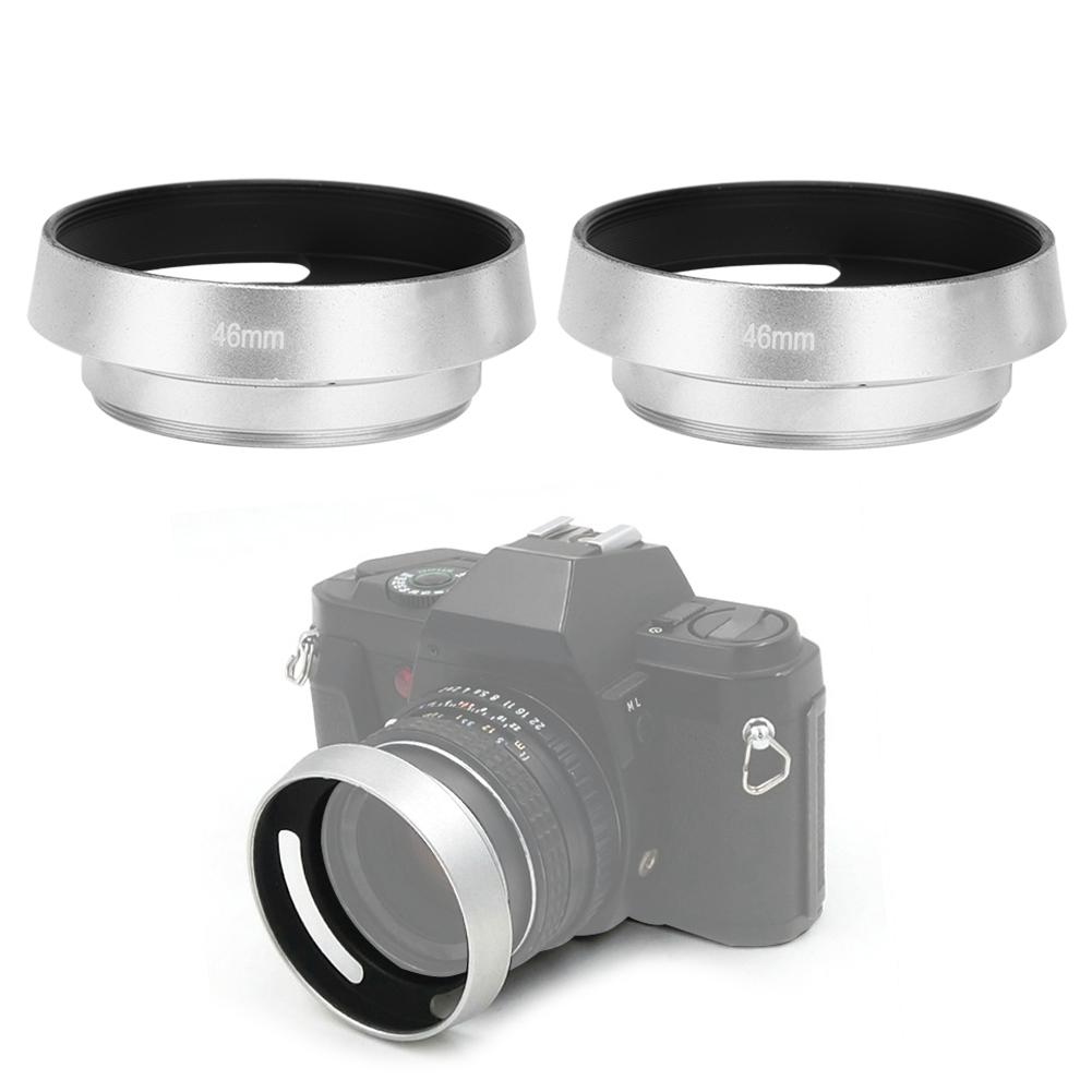 2 Stück Aluminiumlegierung Ausgehöhlte Gegenlichtblende 46 mm für Leica Kamera Silber