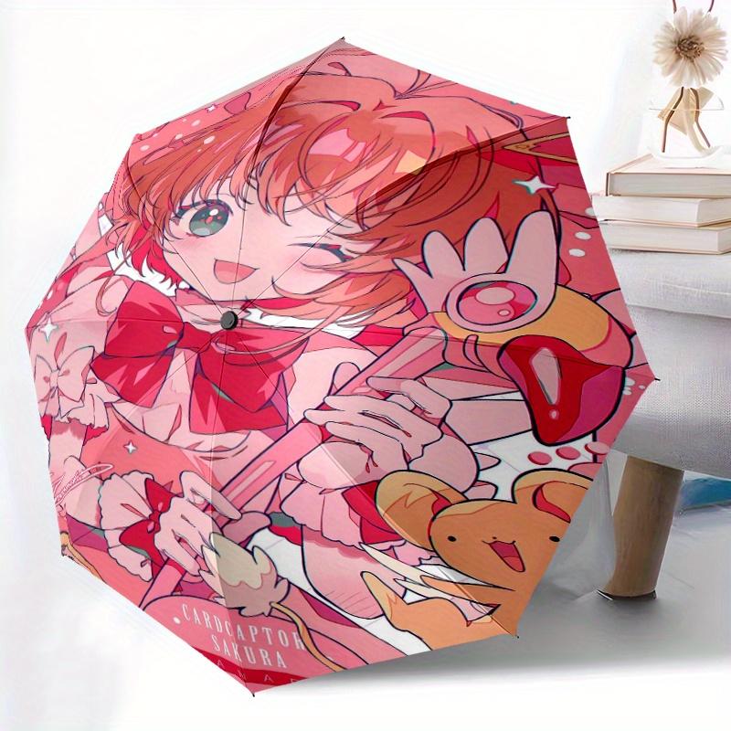 Cardcaptor Sakura & Fanart Automatic Opening and Closing Umbrella - Small Umbrella Suitable for Various Occasions, Portable 3-Fold Small Umbrella for