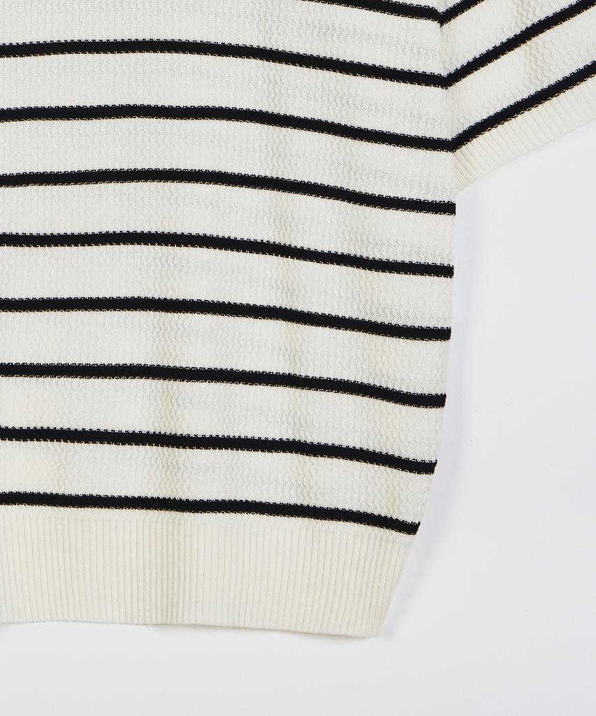 GLW Striped Collar Half Knit Ivory