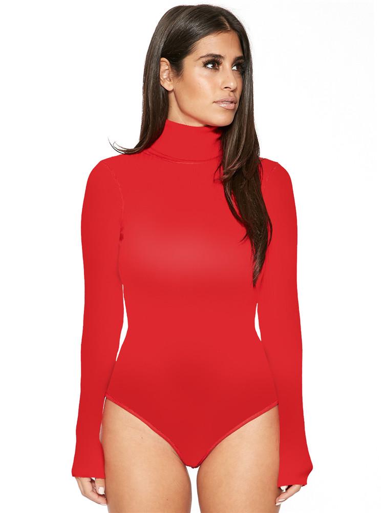 Sexy Choker Long Sleeve Jumpsuit Slim All-match Bottoming Shirt Shaperwear