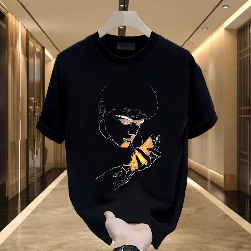 American Trendy Brand Pure Cotton Men'S Printed Short-Sleeved T-Shirt Trendy Men'S And Women'S Casual Round Neck T-Shirt Men'S