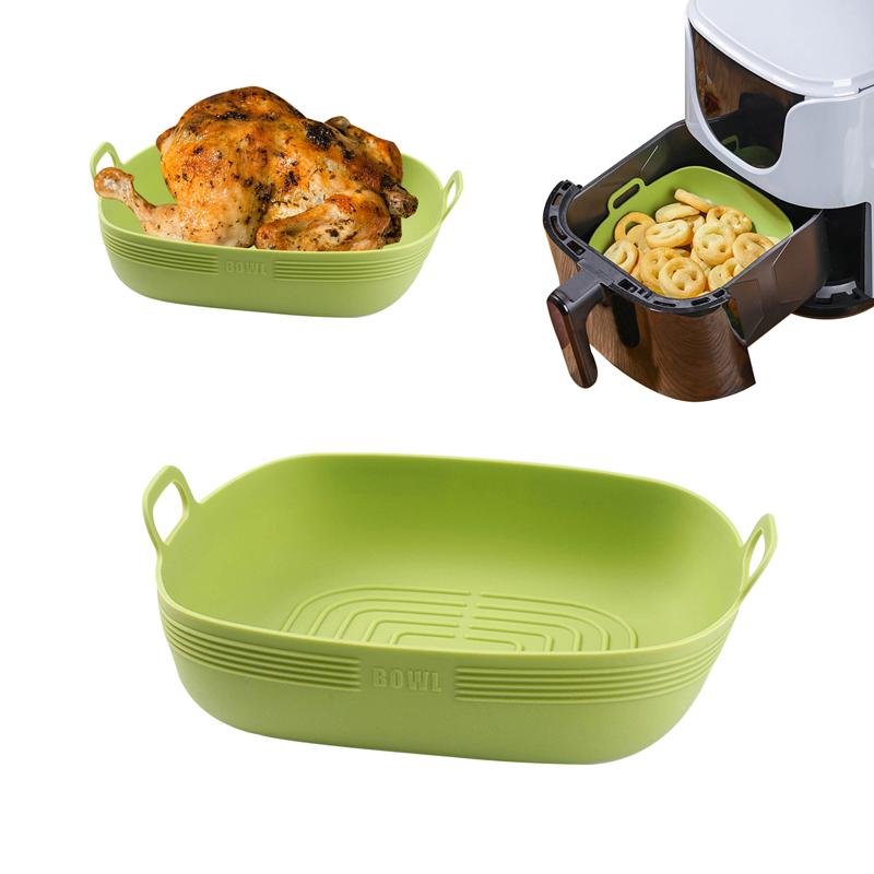 

Силиконовые аэрофритюрницы, противень для выпечки, пицца, жареная курица, аэрофритюрница, силиконовая корзина, многоразовая круглая квадратная аэрофритюрница, вкладыш для сковороды, аксессуары Square зелёный
