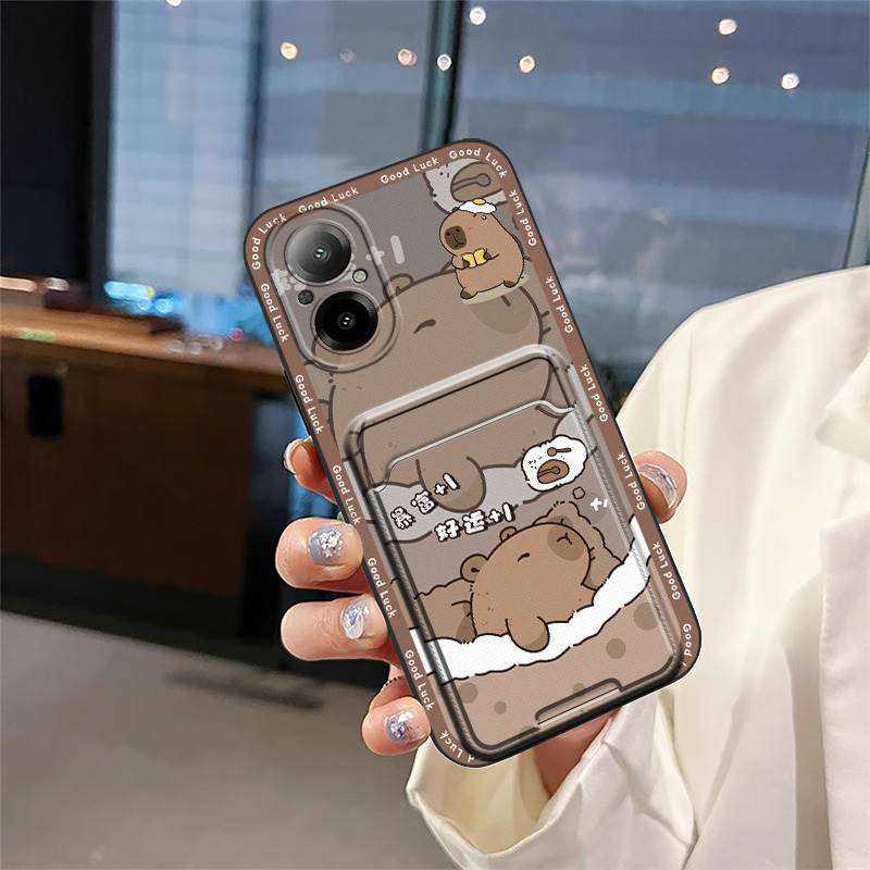 Durable Fashion Design Phone Case For Realme C67 4G/Realme12 Lite Card slot Graffiti TPU Anti-dust Cartoon Card sleeve