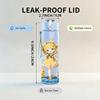 1PC Winged Fairy Girl Blue Tone Pattern 750ml Color Plastic Sports Water Bottle Leakproof Flip Straw Lid Suitable for Sports Office Home Use