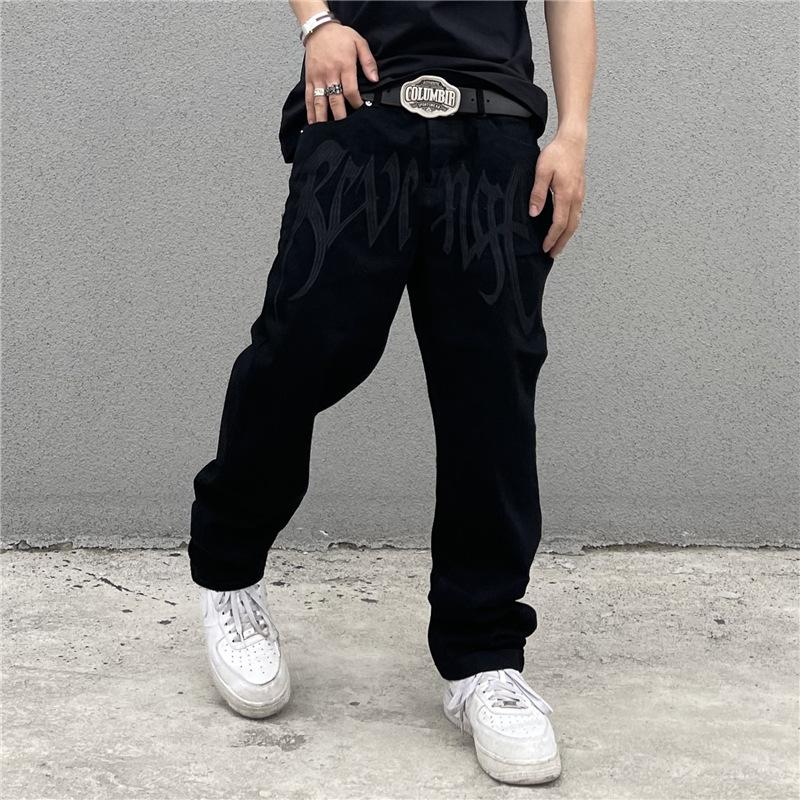 Danmo Men's Loose Straight Tube American Hiphop Floor Pants Embroidery Hip Hop Trousers