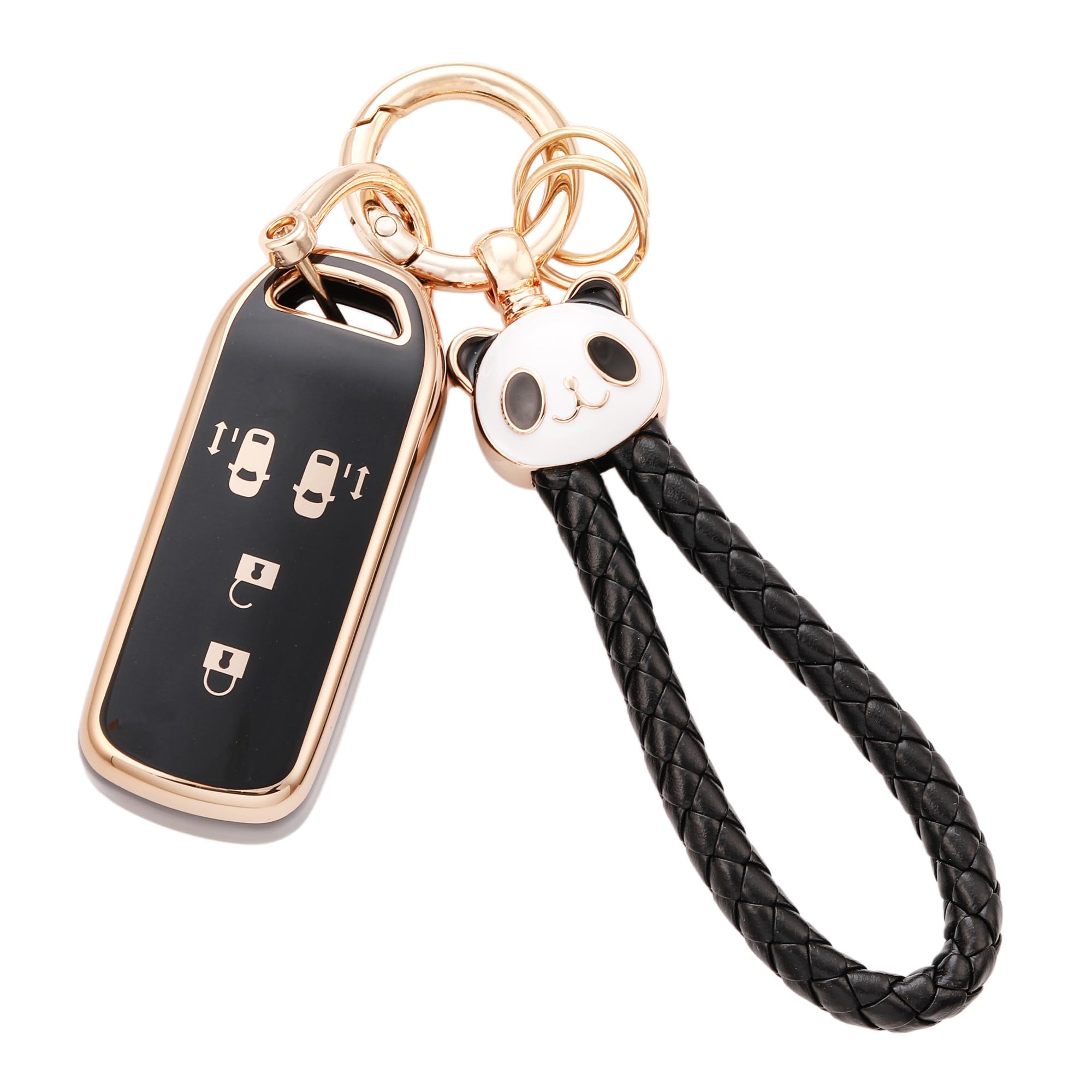 

Чехол для ключа, совместимый с Honda NBOX Custom, Чехол для ключа, Чехол для смарт-ключа, Брелок для ключей в виде панды, Золотой, Черный [HOYZE] N-BOX N-VAN N-WGN N-ONE