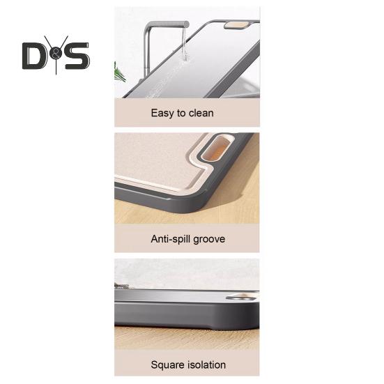 Tocător din titan, placă de tocat cu două fețe, cu rezervor de suc, zonă de măcinare a usturoiului, esențială pentru gătit în aer liber acasă și în familie