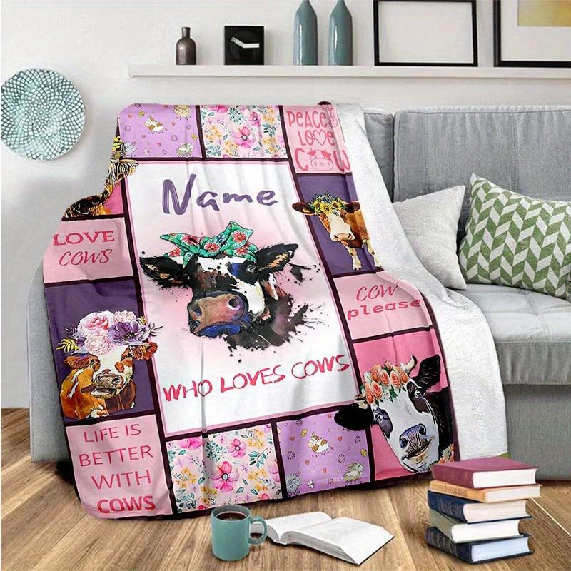 Cow Style Customize Your Name Blanket Warm Comfortable And Soft Blankets Are Suitable For Home Lunch Break Blanket Office Sofa Sofa Gift To Relatives