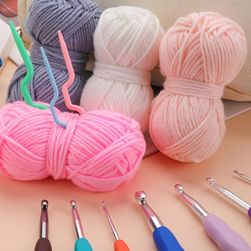 14 Stück Ergonomische Häkelnadel 12 Stahlhäkelnadel und Häkelgarn-Set Reise Strick Häkelzubehör für Anfänger