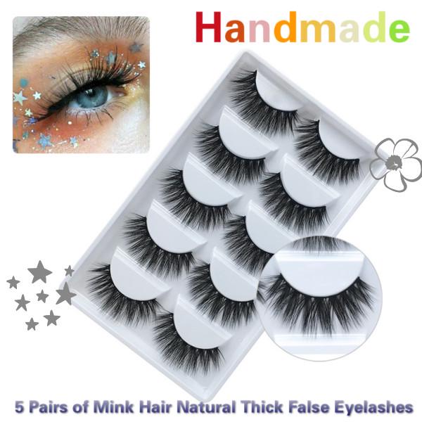 Buy Handmade 5 Pairs Of Mink Hair Natural Thick False Eyelashes at ...