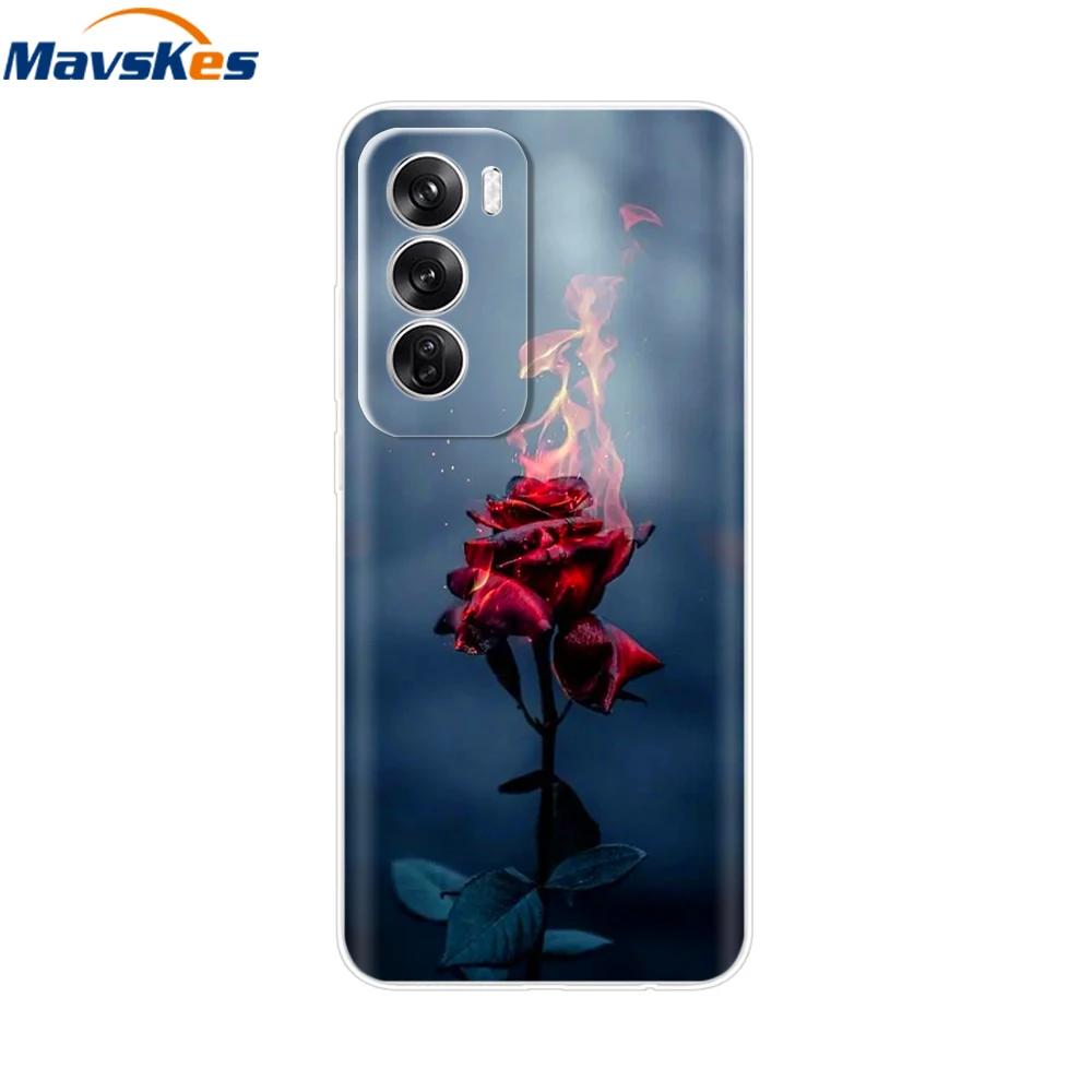 OPPO Reno 12 Pro 5G Case Fashion Flower Silicone Phone Case For OPPO Reno 12 Cover Reno12 Pro Bumper 2024 Soft Black TPU Fundas