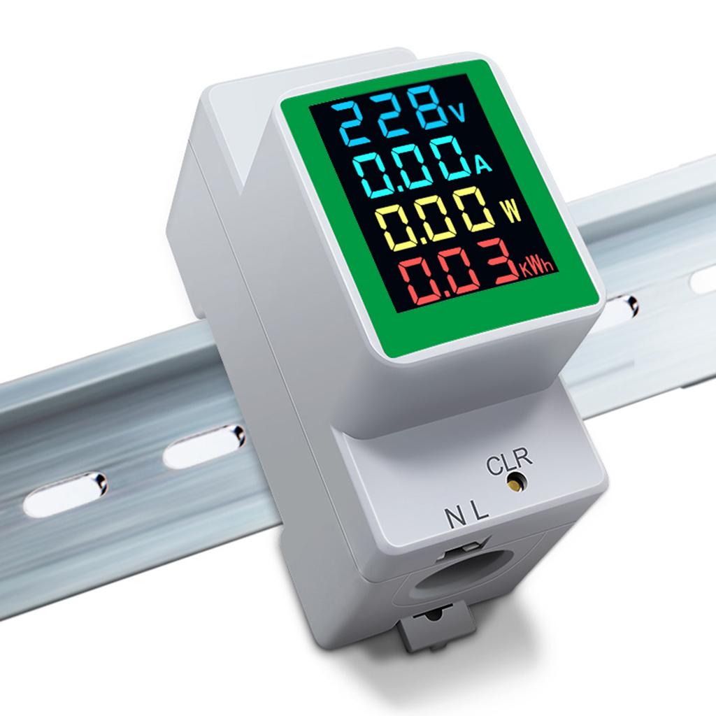 Single Phase Energy Meter Din Rail Electricity Usage Monitor Voltmeter Ammeter Watt Kwh Meter AC50-300V 100A