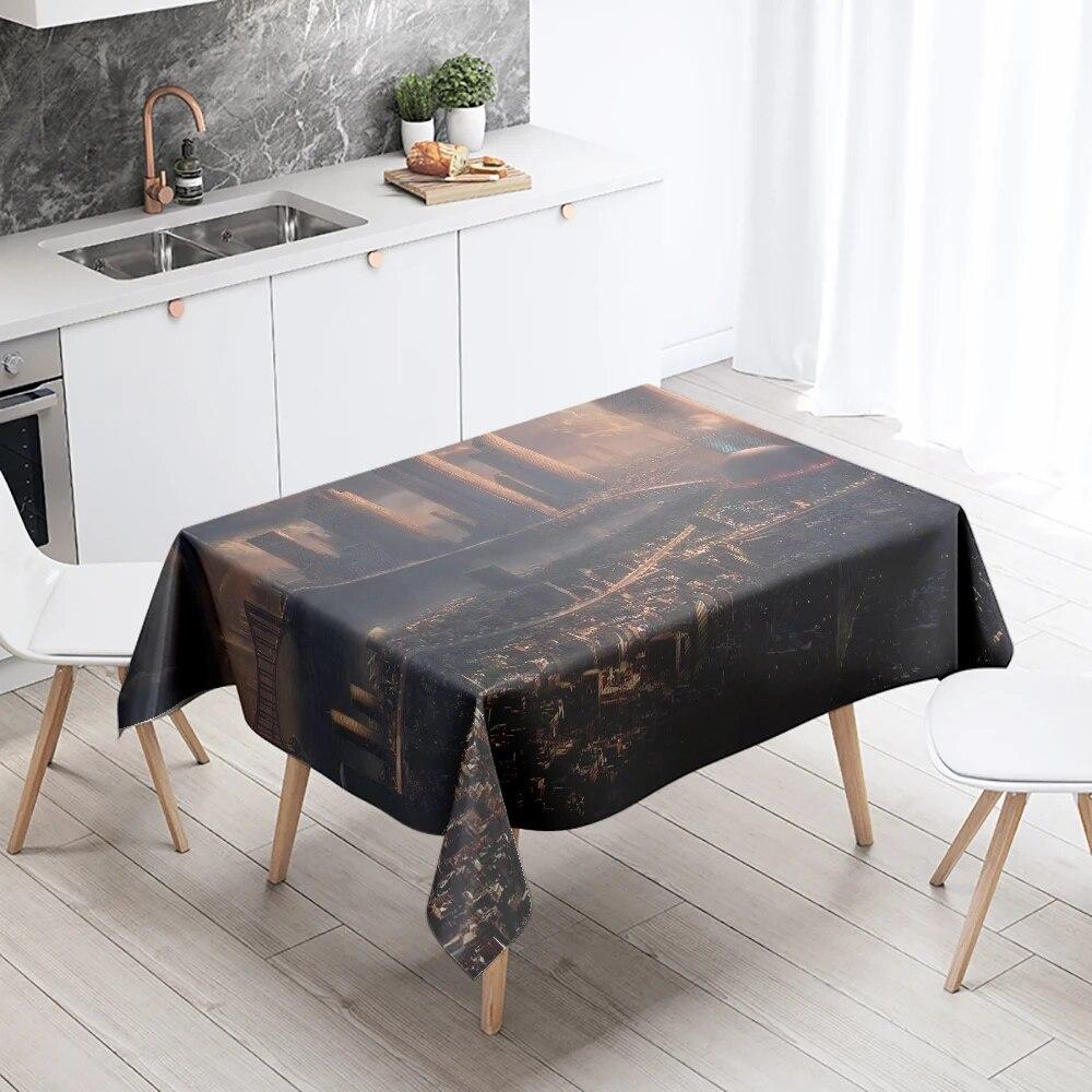 Sci-Fi Future Tischdecke, Punk, schmutzabweisend, wasserdicht, rechteckig, für Küche, Esstisch, Heimdekoration