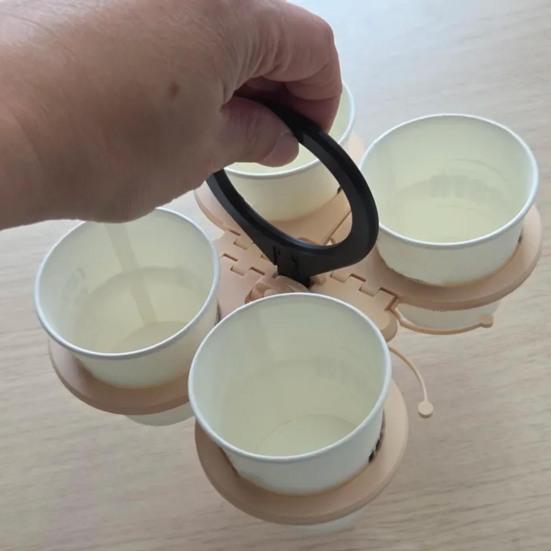 Folding Cup Holder 4-Cup Butterfly Tray Drinks Carrier Multi-Size Portable Beverage Holder for Festivals Sports Camping