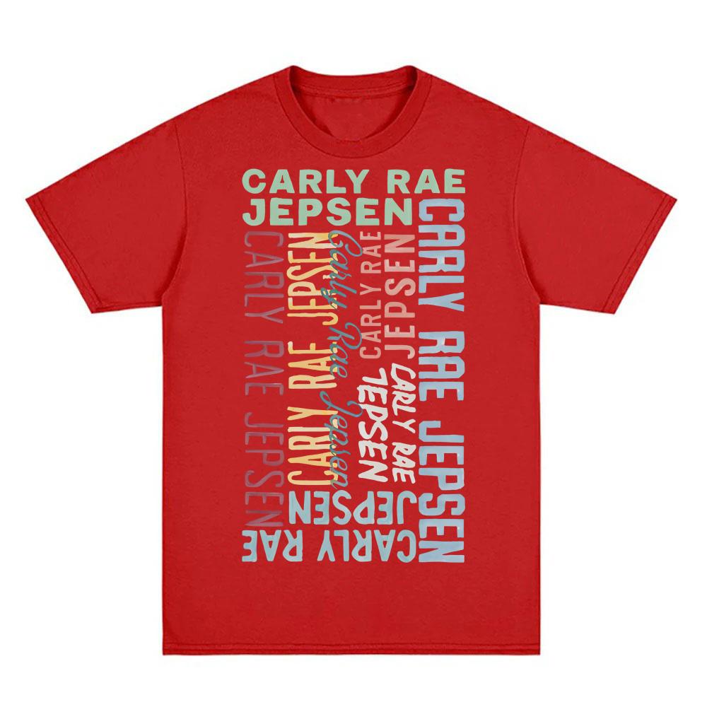 

Футболки Carly Rae Jepsen 2025 Лето Рок Рукав Оверсайз 100%Хлопок Мягкая Одежда Круглый Вырез Высокое Качество Camiseta Hombre XXL красный