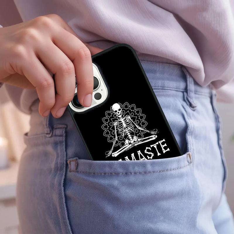 Skeleton Yoga Phone Case For iPhone 17 Air 15 16e 14 13 Pro Max Coque 12 11 Pro Max PLUS cover