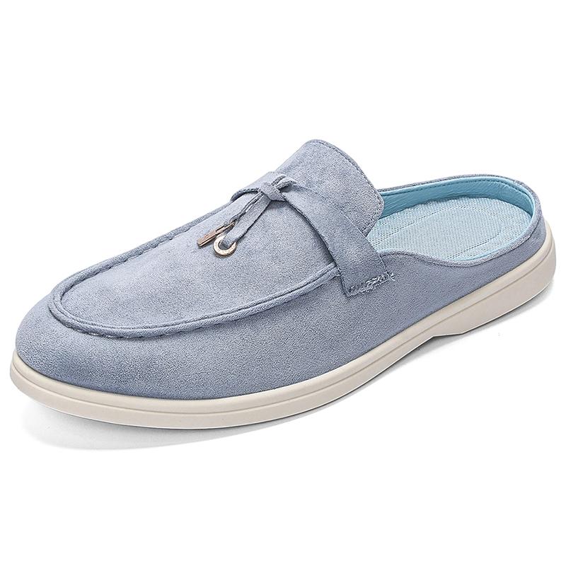 Men'S Fashion Slippers, Retro Lazy Style, Thick-Soled Flat Comfortable Single Shoes, Suitable For Both Indoor And Outdoor Wear