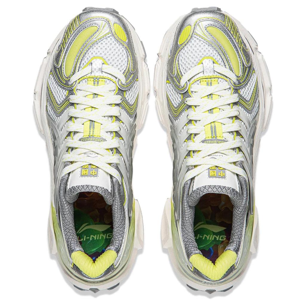 Li Ning Lijun Ace 3.0 Bequem Retro Strapazierfähig Atmungsaktiv Low-Top Dad Shoes Damen Sneaker Silber Grau AZGW308-5