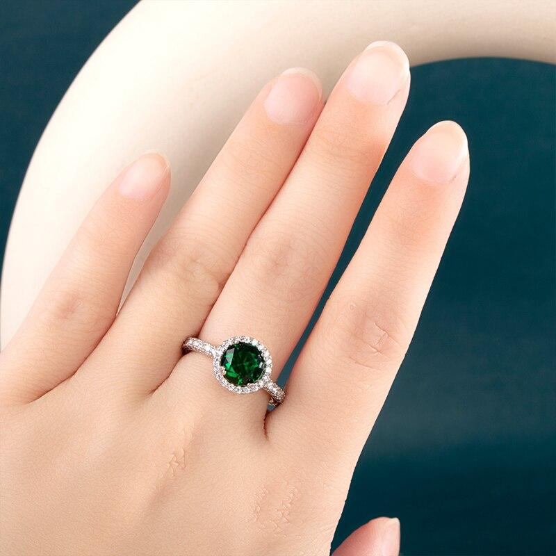 BELLA BOX Round Green Cubic Zirconia Finger Ring For Women Brilliant Accessories Vintage Ring Retro Party Luxury Jewelry Gift