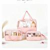 3-Piece Makeup Bag Set Large Capacity Waterproof PU Travel Organizer Transparent Design