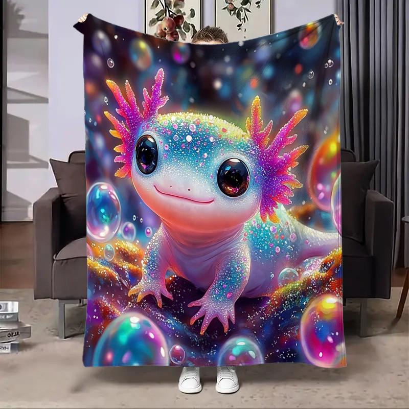 8 Sizes Cute Axolotl Printed Blanket Warm Soft and Comfortable Home Travel Blanket Sofa Bedding Cover Blanket Kids Gamer Gift